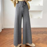 グレー | ニットタックパンツ レディース 10代 | Amulet