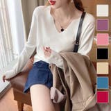 Vネックニットセーター レディース 10代 | Amulet | 詳細画像1 