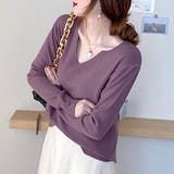 Vネックニットセーター レディース 10代 | Amulet | 詳細画像14 