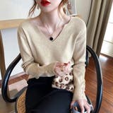 Vネックニットセーター レディース 10代 | Amulet | 詳細画像15 