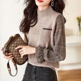 チェック袖切り替えニット レディース 10代 | Amulet | 詳細画像11 