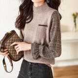 チェック袖切り替えニット レディース 10代 | Amulet | 詳細画像13 