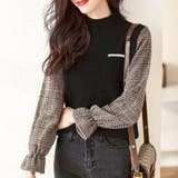 チェック袖切り替えニット レディース 10代 | Amulet | 詳細画像15 