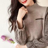 チェック袖切り替えニット レディース 10代 | Amulet | 詳細画像4 