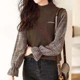 チェック袖切り替えニット レディース 10代 | Amulet | 詳細画像7 