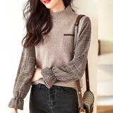 チェック袖切り替えニット レディース 10代 | Amulet | 詳細画像9 