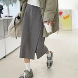 グレー | ロングスリットニットスカート レディース 10代 | Amulet