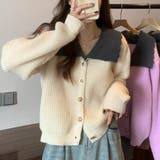 スカラップバイカラーニット レディース 10代 | Amulet | 詳細画像2 