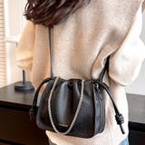 ブラック | 巾着型クロスボディバッグ レディース 10代 | Amulet