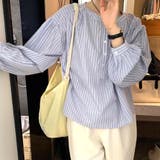ブルー | ノーカラーブラウス レディース 10代 | Amulet