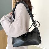 ブラック | ギャザーショルダーバッグ レディース 10代 | Amulet