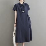 ネイビー | サイドリボンシャツワンピース レディース 10代 | Amulet