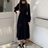 ブラック | フリルネックシャツワンピース レディース 10代 | Amulet