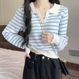 ボーダーポロニット レディース 10代 | Amulet | 詳細画像8 