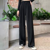 ブラック | ハイウエストタックワイドパンツ 10代 20代 | Amulet