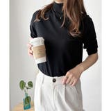 ブラック | ハイネック半袖ニットトップス レディース 韓国 | Amulet