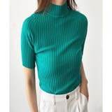 グリーン | 半袖リブニットソー レディース 韓国 | Amulet