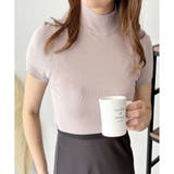 ベージュ | 半袖ハイネックニットソー レディース 韓国 | Amulet