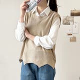 ベージュ | ニットベストトップス レディース ニットベスト | Amulet