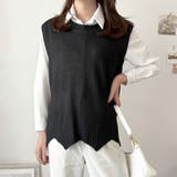 ブラック | ニットベストトップス レディース ニットベスト | Amulet