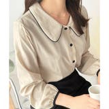 バイカラーパイピング長袖ブラウス レディース トップス | Amulet | 詳細画像11 