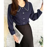 バイカラーパイピング長袖ブラウス レディース トップス | Amulet | 詳細画像14 