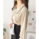 バイカラーパイピング長袖ブラウス レディース トップス | Amulet | 詳細画像16 