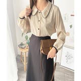 バイカラーパイピング長袖ブラウス レディース トップス | Amulet | 詳細画像3 