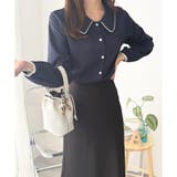 バイカラーパイピング長袖ブラウス レディース トップス | Amulet | 詳細画像4 