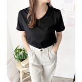 リブタッチVネックトップス リブ 韓国 | Amulet | 詳細画像2