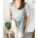 グレー | リブタッチVネックトップス リブ 韓国 | Amulet