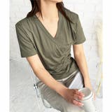 クロスデザインVネックTシャツ ラフ デイリー | Amulet | 詳細画像2