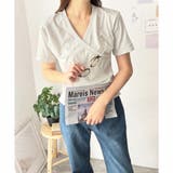 クロスデザインVネックTシャツ ラフ デイリー | Amulet | 詳細画像4