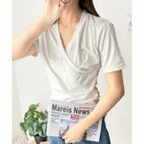 ホワイト | クロスデザインVネックTシャツ ラフ デイリー | Amulet