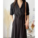 五分袖ウエストマークワンピース レディース ミモレ丈 | Amulet | 詳細画像10 