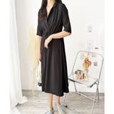 五分袖ウエストマークワンピース レディース ミモレ丈 | Amulet | 詳細画像12 