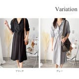 五分袖ウエストマークワンピース レディース ミモレ丈 | Amulet | 詳細画像5 