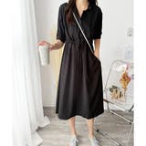 五分袖ウエストマークワンピース レディース ミモレ丈 | Amulet | 詳細画像8 