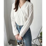 フェイクボタンデザインブラウス シンプル 長袖 | Amulet | 詳細画像14 