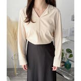 フェイクボタンデザインブラウス シンプル 長袖 | Amulet | 詳細画像20 