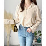 フェイクボタンデザインブラウス シンプル 長袖 | Amulet | 詳細画像23 