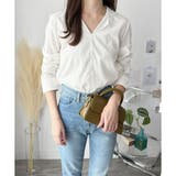 フェイクボタンデザインブラウス シンプル 長袖 | Amulet | 詳細画像9 