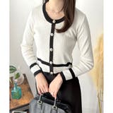 フェイクボタン配色ニット レディース 長袖 | Amulet | 詳細画像3 