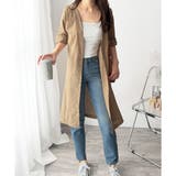 リネン風ノーカラーシャツアウター レディース 羽織り | Amulet | 詳細画像19 