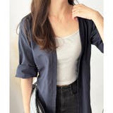 リネン風ノーカラーシャツアウター レディース 羽織り | Amulet | 詳細画像2 