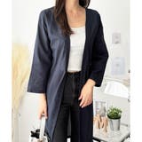 リネン風ノーカラーシャツアウター レディース 羽織り | Amulet | 詳細画像8 