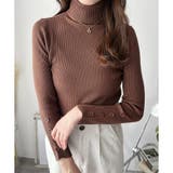 袖ボタンリブタートルニット レディース 長袖 | Amulet | 詳細画像9 