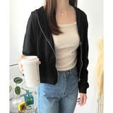 ショート丈ジップパーカー レディース 無地 | Amulet | 詳細画像10 