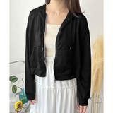 ショート丈ジップパーカー レディース 無地 | Amulet | 詳細画像3 