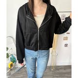 ショート丈ジップパーカー レディース 無地 | Amulet | 詳細画像9 